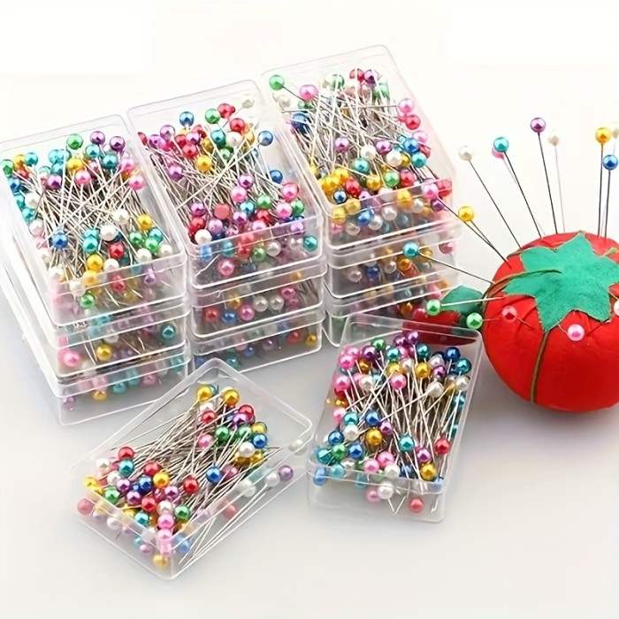 100pcs Multicolor Pearlescent Pins: Large-Head, Easy-Handle, Ideal for Sewing & Crafting (Box Included)