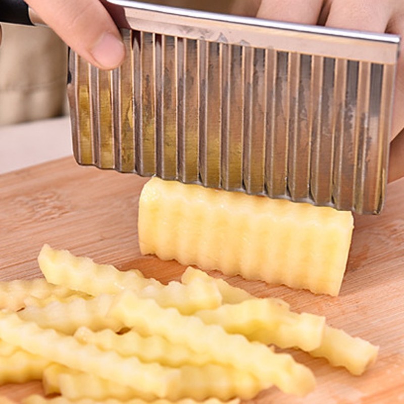 1pc\u002F6pcs Stainless Steel Potato Cucumber Wavy Edged Knife, Vegetable Slicer And Peeler For Efficient Cutting, Kitchen Gadget For Cooking And Meal Prep, Kitchen Accessories