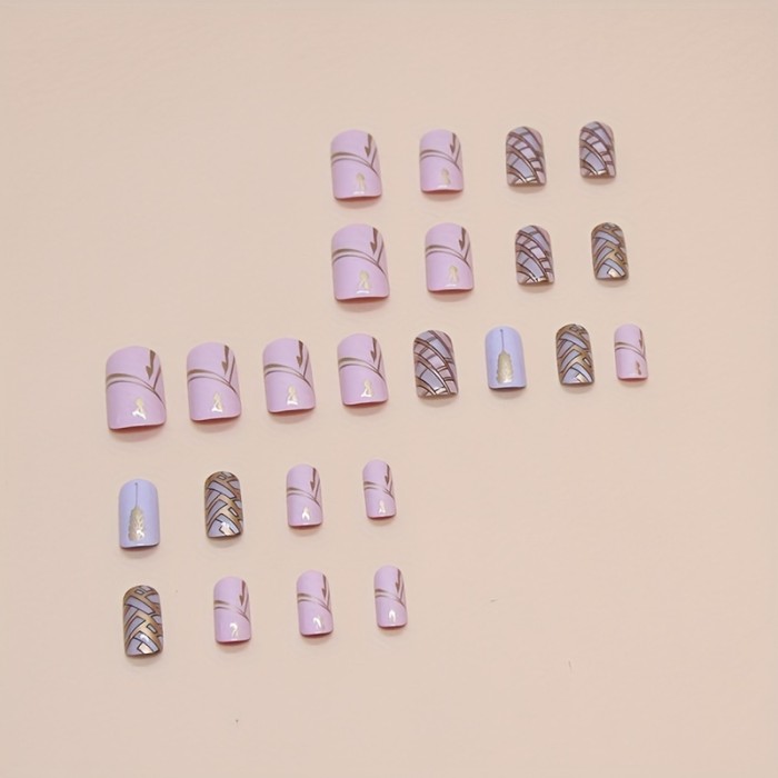 24pcs False Nails + 1pc Nail Glue + 1pc Nail File