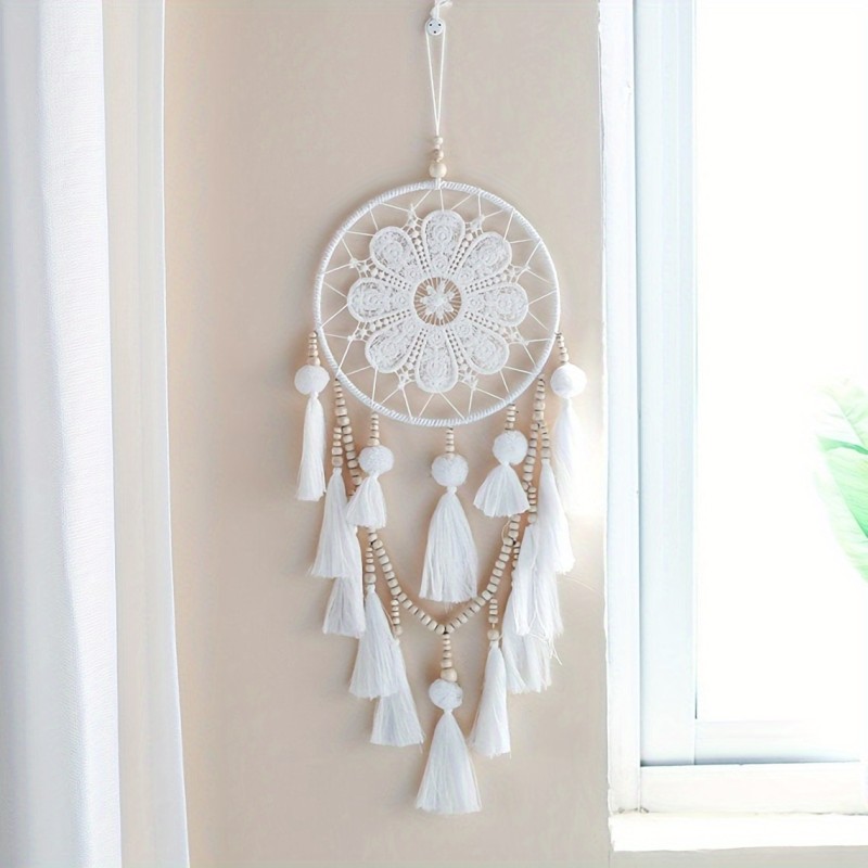 1pcs white tassel pendant, room, bedroom, living room, decorative wall decoration, Dreamcatcher pendant, holiday gift