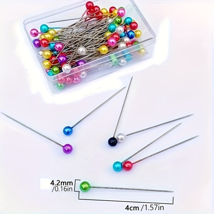 100pcs Multicolor Pearlescent Pins: Large-Head, Easy-Handle, Ideal for Sewing & Crafting (Box Included)