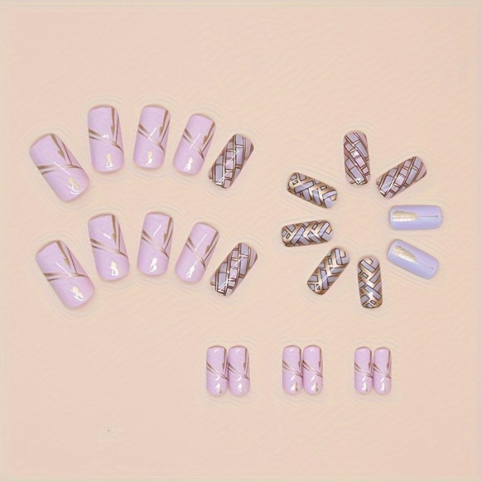 24pcs False Nails + 1pc Nail Glue + 1pc Nail File