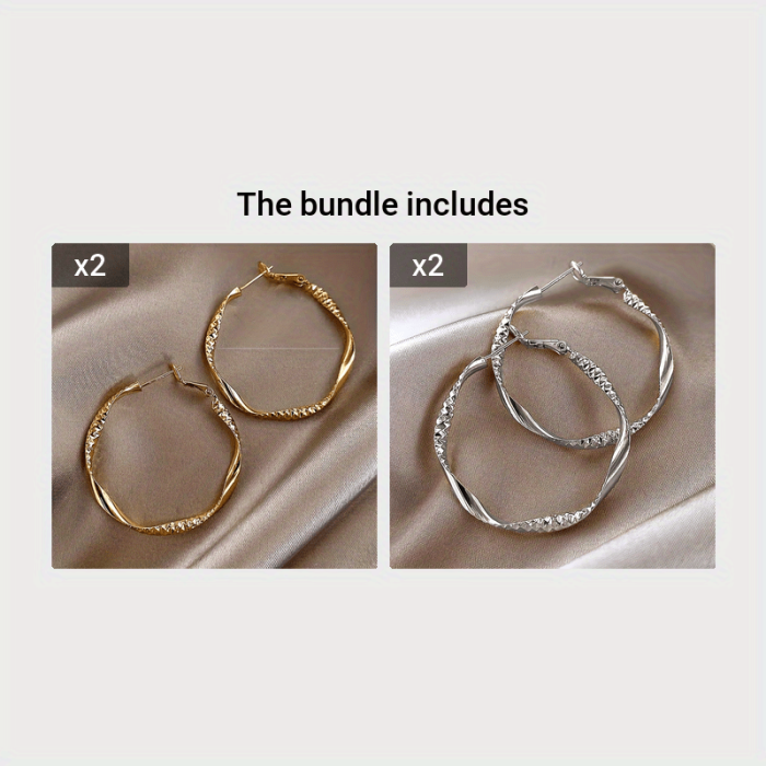 Delicate Twisted Circle Design Hoop Earrings Iron Jewelry Elegant Leisure Style Suitable For Women Daily Casual