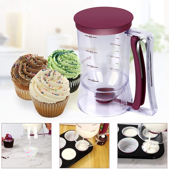 1pc Premium Pancake & Cupcake Batter Dispenser - Effortless, Collapsible Design for Perfectly Portioned Bakes - Versatile Tool for Cupcakes, Waffles, Cookies, Muffins & More - Ideal for Home Baking