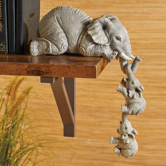 3pcs\u002Fset Exquisite Stone Elephant Figurine - Art Deco Tabletop Decoration for Mothers Day Gift, Adorable Animal-Themed Home Decor Accent with Intricate Details