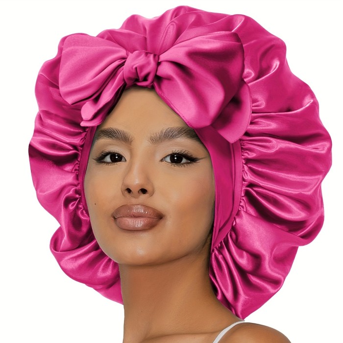 Sleeping Bonnet Outside Silk Stain Adjustable Straps Hair Bonnet With Tie Band Bonnets For Women Natural Curly Hair