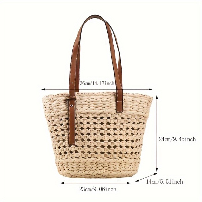 Stylish Woven Shoulder Bag For Women - Perfect For Travel And Beach Days, Boho Style Tote Bag Beach Bag