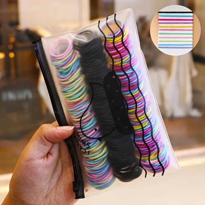 200\u002F300pcs Colorful Elastic Hair Bands Hair Rope, Small Hair Tie, Girls Headwear, Girls Hair Styling Accessories