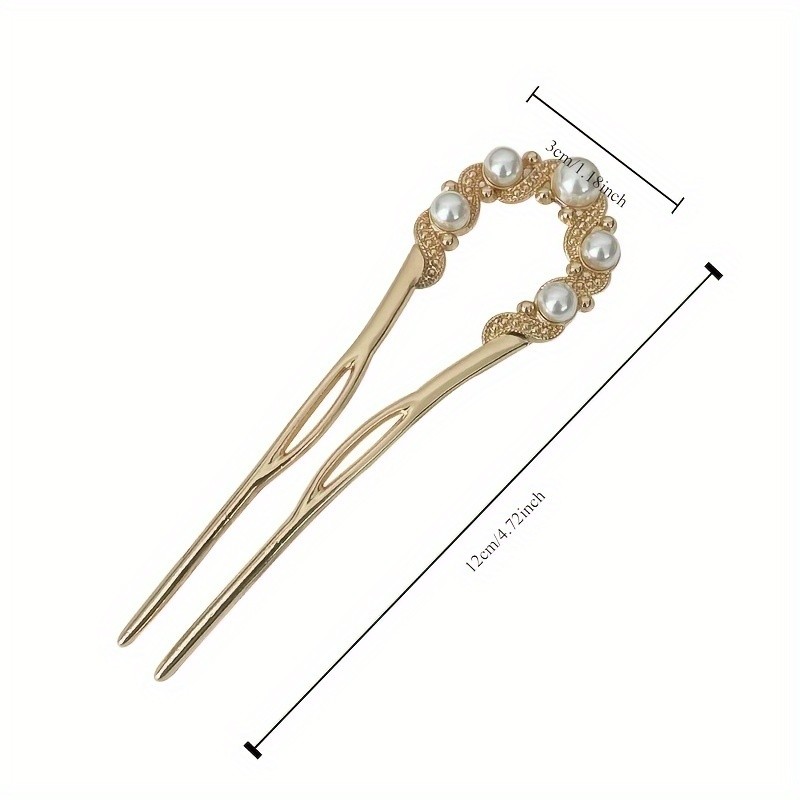 Elegant Vintage Faux Pearl-Embellished U-Shaped Hairpin, Women's Fashion Accessory For Casual And Party Wear, Princess Fairy Style, Ideal Gift And Photo Prop