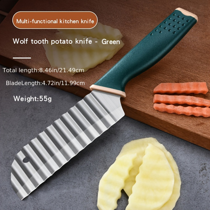 1pc\u002F6pcs Stainless Steel Potato Cucumber Wavy Edged Knife, Vegetable Slicer And Peeler For Efficient Cutting, Kitchen Gadget For Cooking And Meal Prep, Kitchen Accessories
