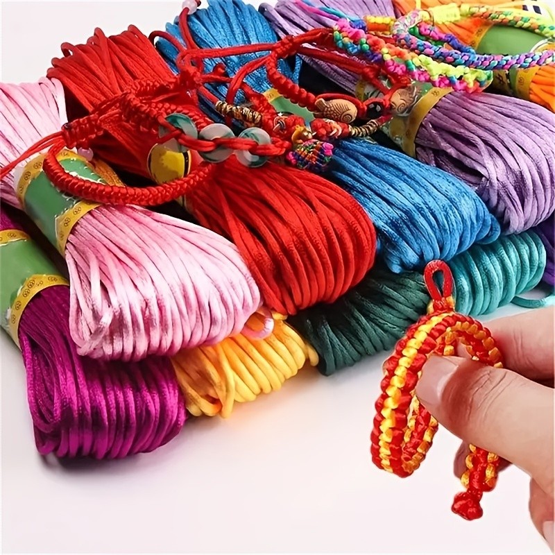 Vibrant 10pcs Multicolor No 7 Chinese Knotting Cord Set - Ideal for DIY Bracelets, Necklaces & Crafting Jewelry