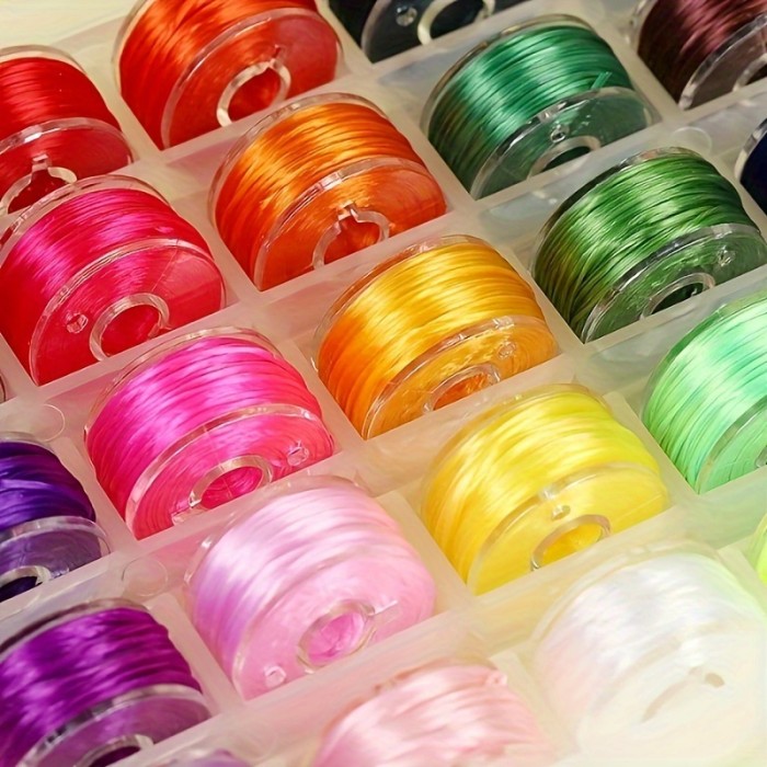 25 Colors Elastic Cord Stretch Thread Beading Wire, 0.8mm String For Bracelets, Necklaces Jewelry Making, Clay Beads Crafting With Transparent Storage Box
