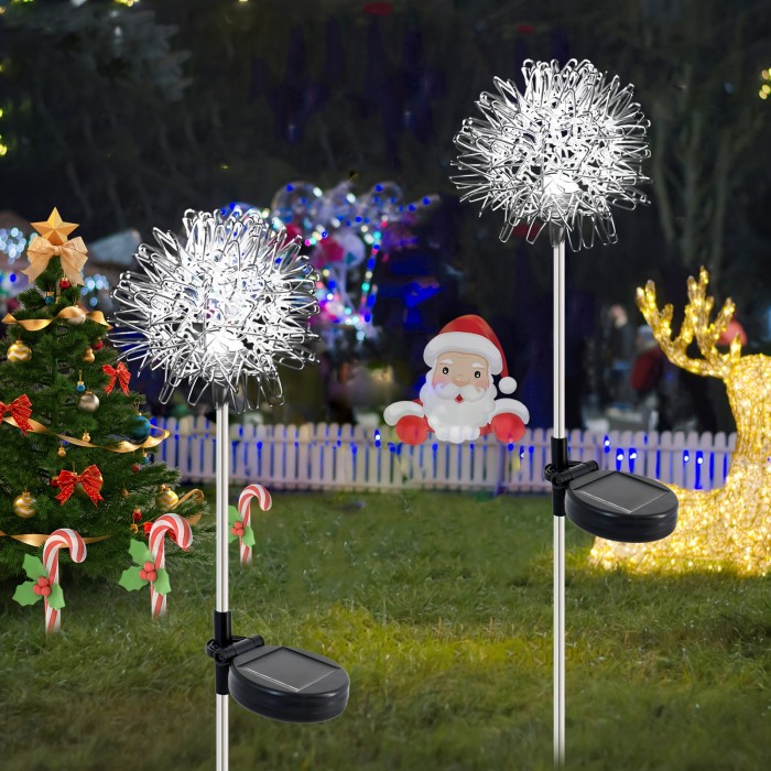 2pcs Solar Dandelion Aluminum Wire Ball Garden Lamp Waterproof Outdoor LED Landscape Lamp, Solar Flower Lamp Suitable For Courtyard Path, Flower Bed, Courtyard Lawn Decoration 29.53\