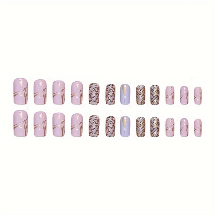 24pcs False Nails + 1pc Nail Glue + 1pc Nail File