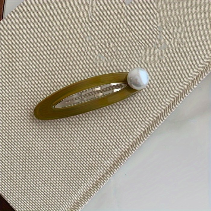 1pc Elegant Faux Pearl Decorative Hair Side Clip Broken Hair Finishing Clip For Women And Girls Wear
