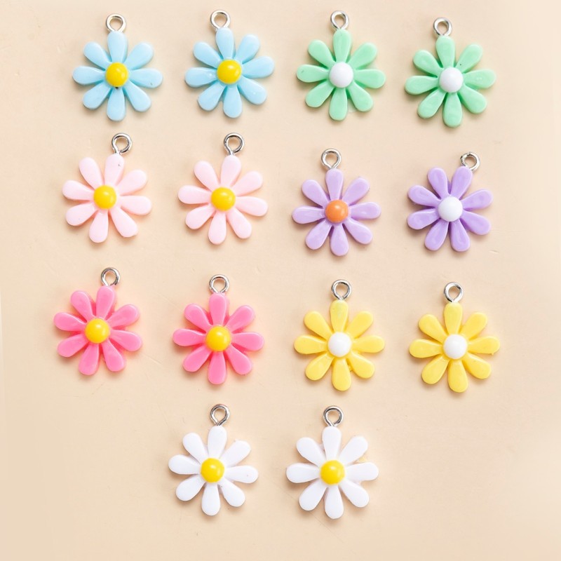 12pcs Charms Flower Sunflower Daisy 20x16mm\u002F0.79*0.63'' Pendant Crafts Making Findings Handmade Artificial Jewelry DIY For Earrings Necklace