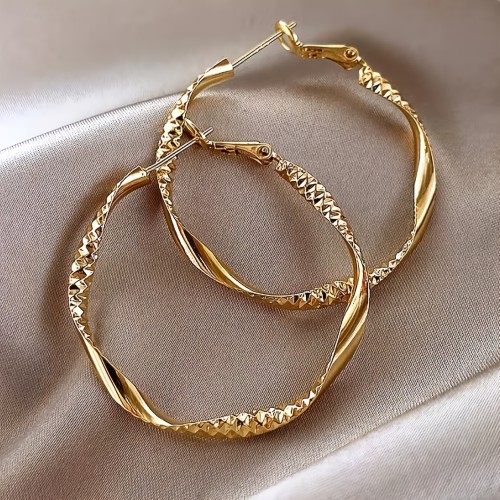 Delicate Twisted Circle Design Hoop Earrings Iron Jewelry Elegant Leisure Style Suitable For Women Daily Casual