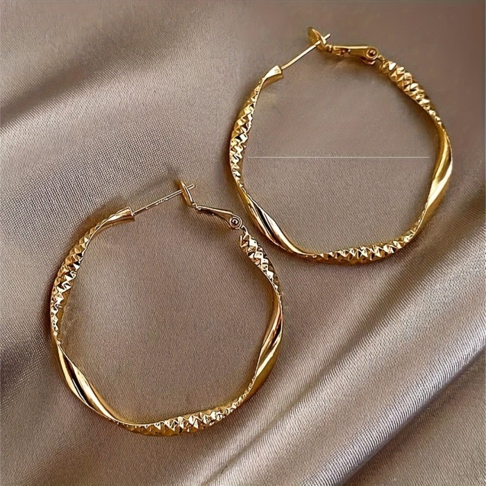 Delicate Twisted Circle Design Hoop Earrings Iron Jewelry Elegant Leisure Style Suitable For Women Daily Casual
