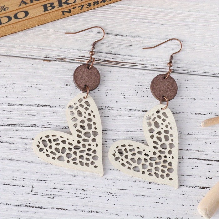 Colorful Heart Design Hollow Pattern Dangle Earrings Cute Simple Style Valentine's Day Gift For Lovers