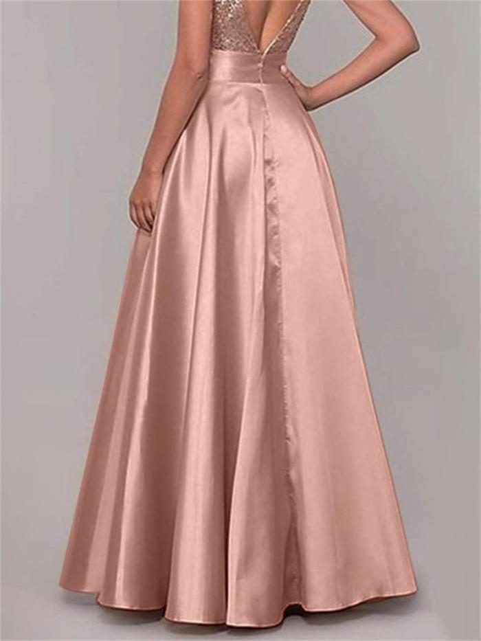 Elegant Plus Size Satin A-Line Skirt - High Waist, Pleated Maxi Dress For Prom & Evening Events, Machine Washable Dresses For Women Elegant Classy Dresses For Women Plus Size