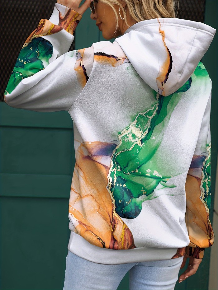 Tie Dye Kangaroo Pocket Hoodie, Casual Long Sleeve Hoodies Sweatshirt, Women's Clothing