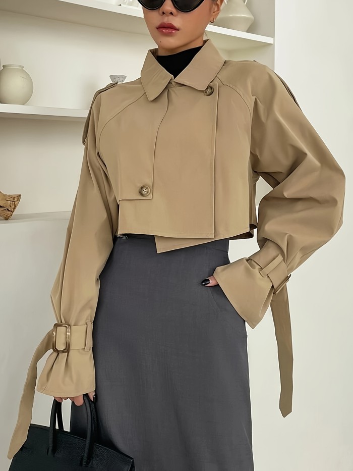 Luxury Trench Coat - Classic Double-Breasted Design, Warm and Cozy Long Sleeves, Sophisticated and Refined Style - Perfect for Chilly Autumn and Winter Days, Designed Exclusively for Women, Timeless and Versatile Solid Color Option