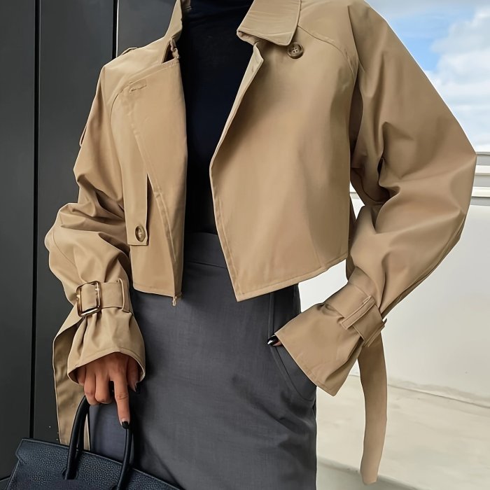Luxury Trench Coat - Classic Double-Breasted Design, Warm and Cozy Long Sleeves, Sophisticated and Refined Style - Perfect for Chilly Autumn and Winter Days, Designed Exclusively for Women, Timeless and Versatile Solid Color Option