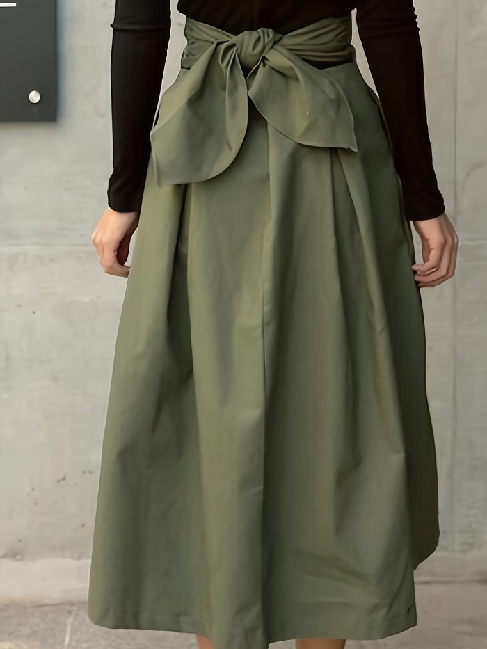 Chic High Tie Waist Pleated Midi Skirt - Flattering A-Line Design for Spring & Fall - Timeless Style, Premium Quality Womens Clothing