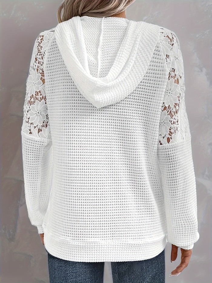 Vibrant Floral Pattern Hoodie - Mid-Elasticity Dacron and Spandex Blend, Contrast Lace Drawstring, Long Sleeve Pocket Knit Sweatshirt, Machine Washable, Semi-Sheer, Casual Wear for All Seasons