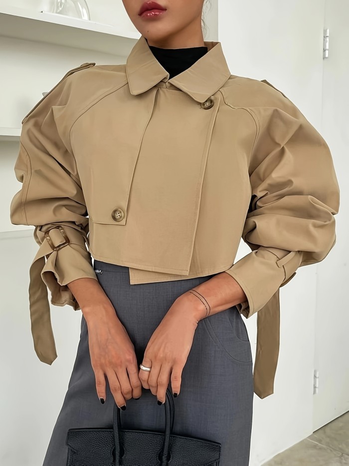 Luxury Trench Coat - Classic Double-Breasted Design, Warm and Cozy Long Sleeves, Sophisticated and Refined Style - Perfect for Chilly Autumn and Winter Days, Designed Exclusively for Women, Timeless and Versatile Solid Color Option