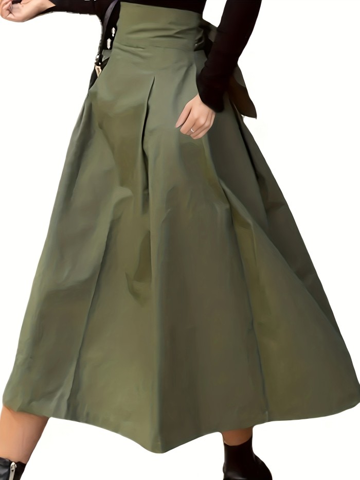 Chic High Tie Waist Pleated Midi Skirt - Flattering A-Line Design for Spring & Fall - Timeless Style, Premium Quality Womens Clothing
