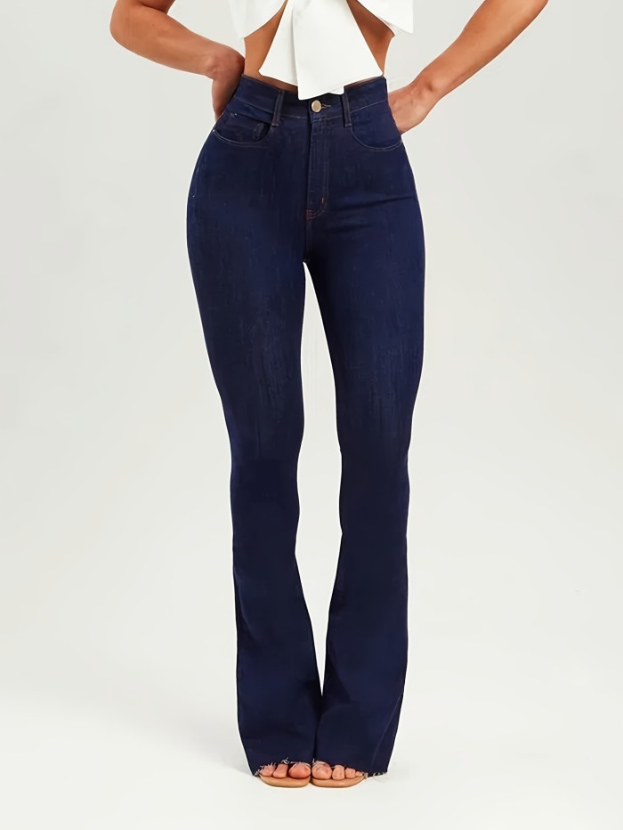 Vintage Flare Jeans for Women - Stretchy, Butt Lifting, Zip Up, Bootcut, High Waist, Comfortable, Distressed Denim Pants for Casual Daily Wear - Womens Denim Clothing & Fashion