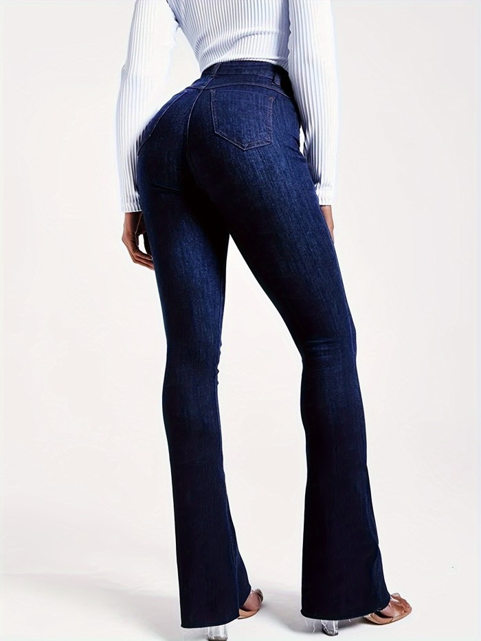 Vintage Flare Jeans for Women - Stretchy, Butt Lifting, Zip Up, Bootcut, High Waist, Comfortable, Distressed Denim Pants for Casual Daily Wear - Womens Denim Clothing & Fashion