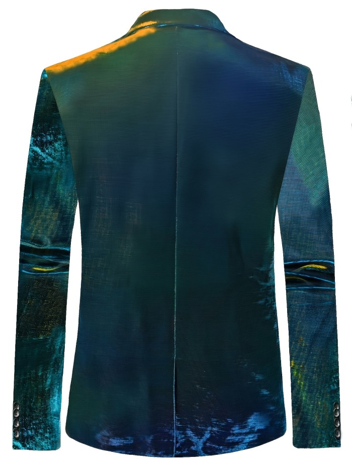 Fashion Blazer, Men's Semi-formal Flap Pocket Lapel Suit Jacket For Business Holiday