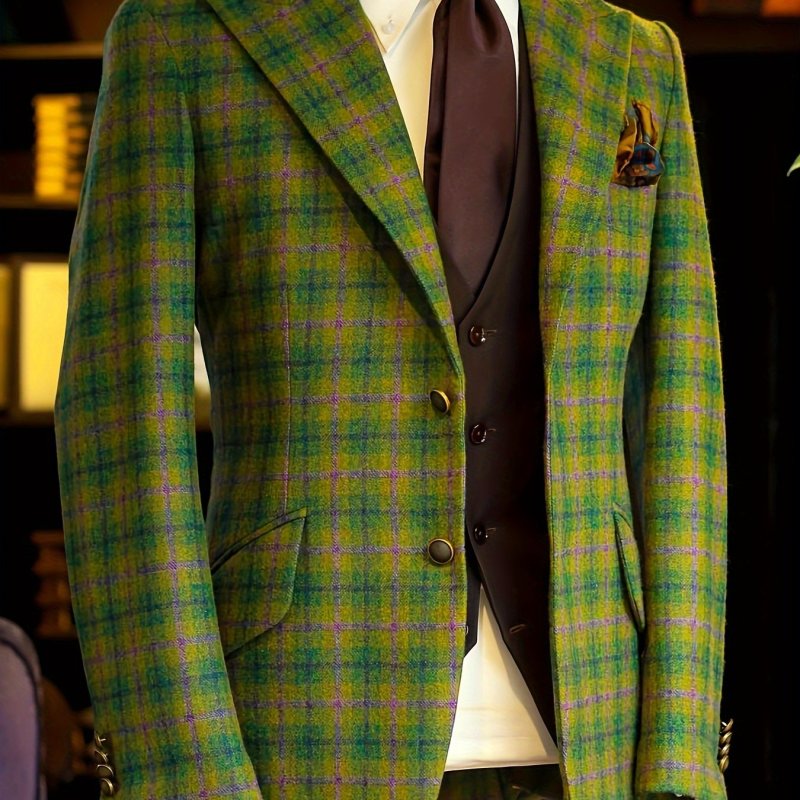 Classic Two Button Long Sleeve Lapel Suit Jacket - Polyester Non-Stretch Fabric, Regular Fit, Machine Washable, Solid Color, Work Style for Spring\u002FFall, Wedding Banquet, Business Occasion - Old Money Inspired, Elegant, and Timeless