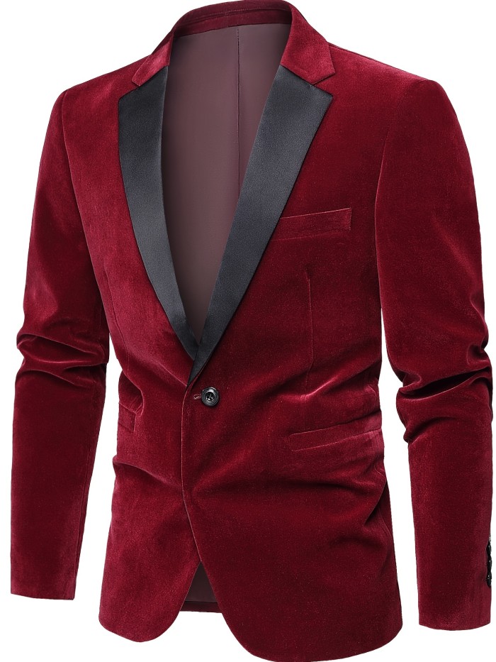 Red Velvet Elegant Suit, Casual Style, Gentleman's Fashion Business Suit