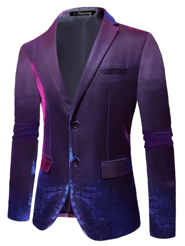 Fashion Blazer, Men's Semi-formal Flap Pocket Lapel Suit Jacket For Business Holiday