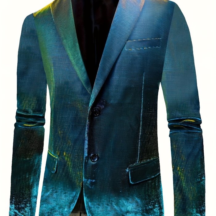 Fashion Blazer, Men's Semi-formal Flap Pocket Lapel Suit Jacket For Business Holiday