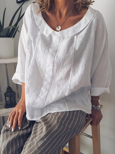 Plus Size Simple Solid Top, Casual Crew Neck Long Sleeve Top, Women's Plus Size Clothing