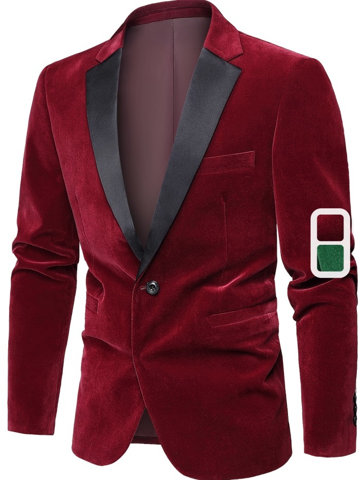 Red Velvet Elegant Suit, Casual Style, Gentleman's Fashion Business Suit