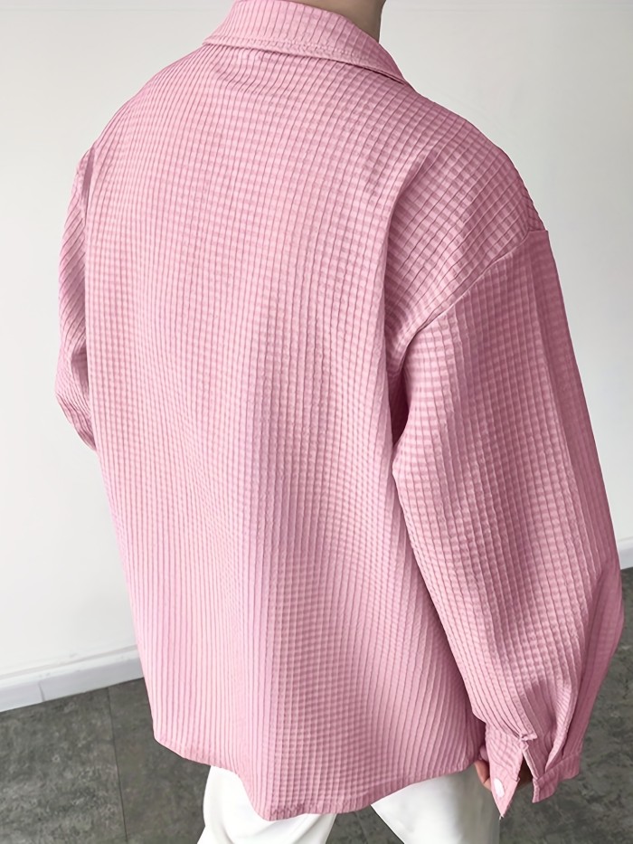 Plus Size Men's Solid Blazer Oversized Lapel Collar Suit Jacket For Fall Winetr, Men's Clothing