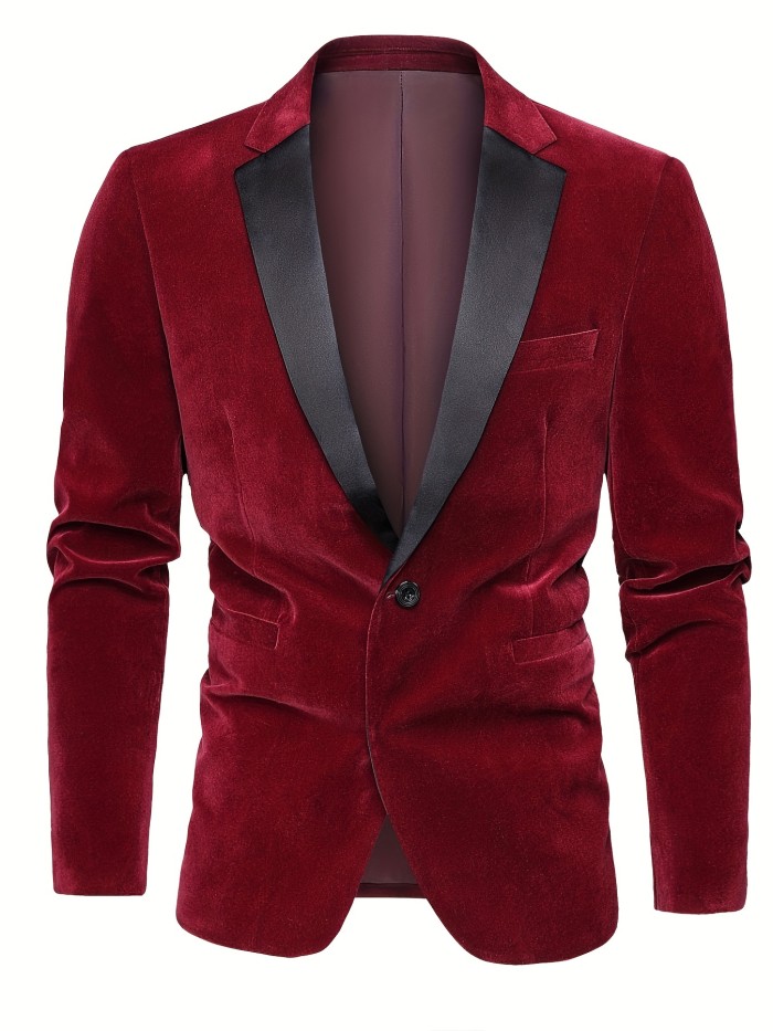 Red Velvet Elegant Suit, Casual Style, Gentleman's Fashion Business Suit