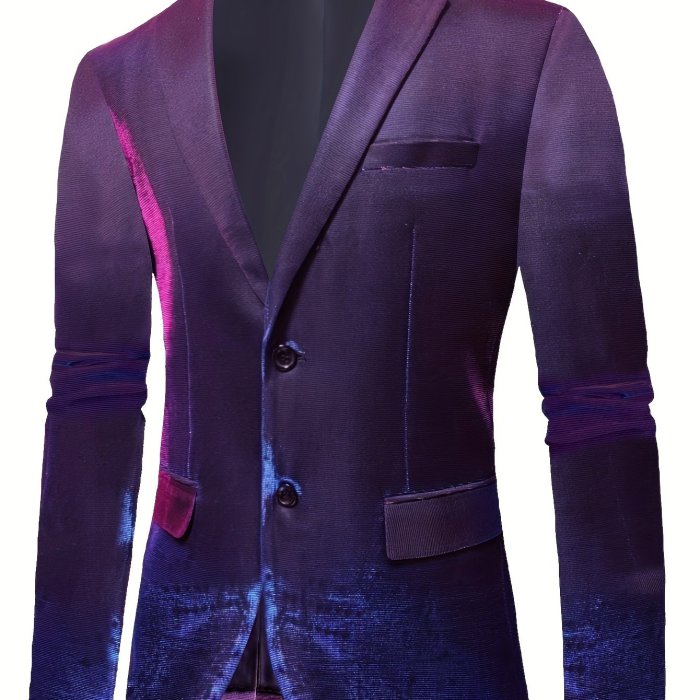 Fashion Blazer, Men's Semi-formal Flap Pocket Lapel Suit Jacket For Business Holiday