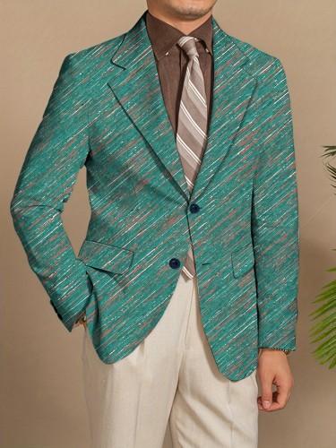 Men's Striped Slim Fit Blazer - Long Sleeve, Button Detail, Hand Wash Or Dry Clean - Mature Formal And Casual Suit Jacket