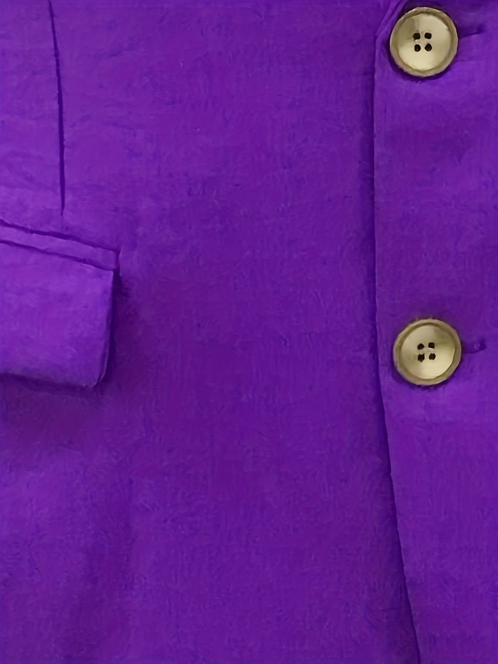 Plus Size Men's Casual Lapel Collar Blazer - Lightweight Business Style, Button Details, Solid Color Regular Fit Jacket For Men