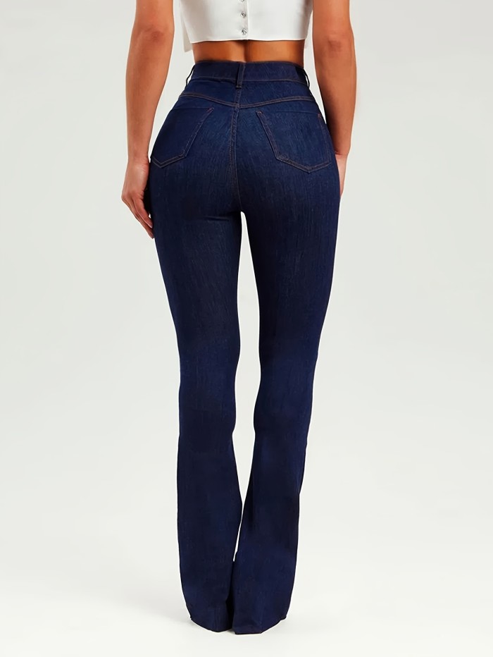 Vintage Flare Jeans for Women - Stretchy, Butt Lifting, Zip Up, Bootcut, High Waist, Comfortable, Distressed Denim Pants for Casual Daily Wear - Womens Denim Clothing & Fashion