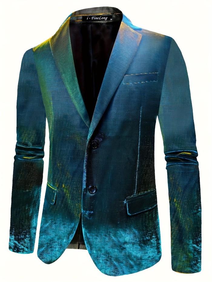 Fashion Blazer, Men's Semi-formal Flap Pocket Lapel Suit Jacket For Business Holiday