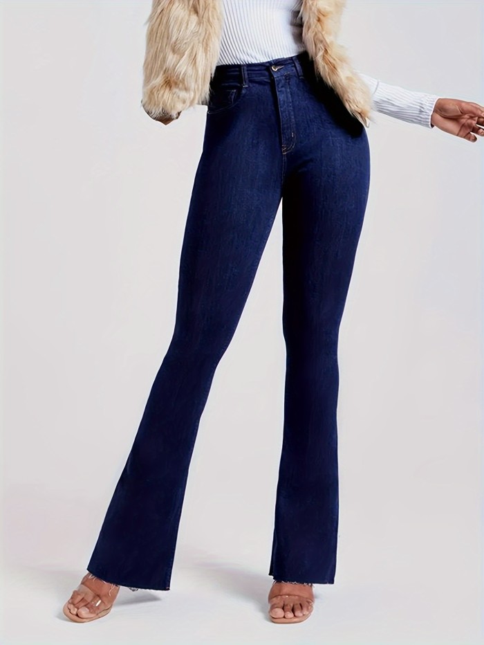 Vintage Flare Jeans for Women - Stretchy, Butt Lifting, Zip Up, Bootcut, High Waist, Comfortable, Distressed Denim Pants for Casual Daily Wear - Womens Denim Clothing & Fashion