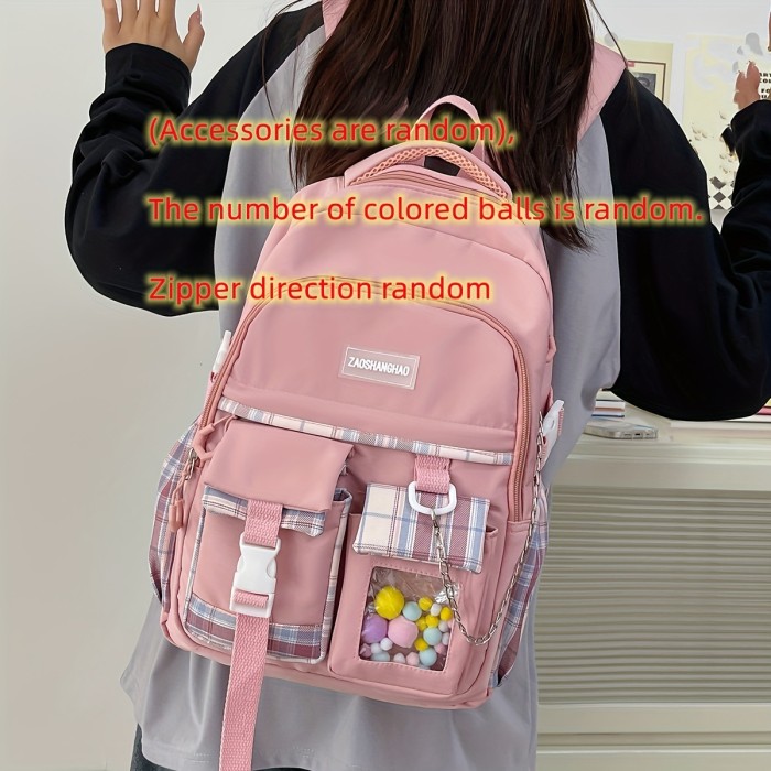 Chic and Trendy Plaid Laptop Backpack - Secure, Multi-Pocket, Perfect for School, Travel, & Everyday Use