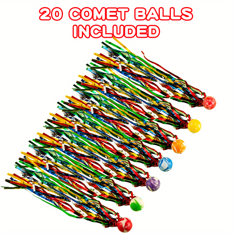 Bulk Set Of 20, Bouncy Super Balls With Colorful Streamers, Birthday Party Favors, Goodie Bag Fillers, Random Colors Christmas, Halloween Gift
